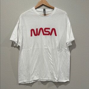 Gildan White Tee with Red NASA Logo